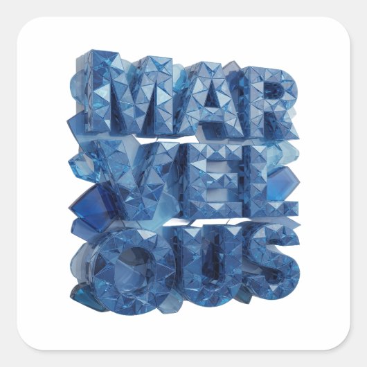 Originele Blauwe MARVELOUS Vierkante Sticker (Voorkant)