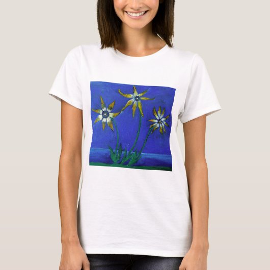 Originele bloemen schilderij basic T-shirt, wit T-shirt (Voorkant)