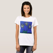Originele bloemen schilderij basic T-shirt, wit T-shirt (Voorkant volledig)
