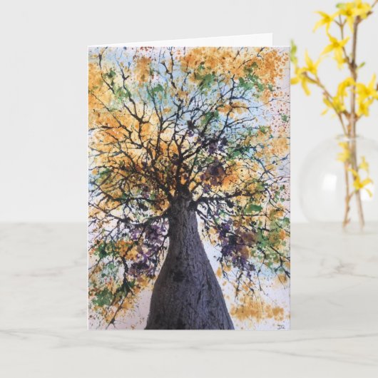 Originele boomkunst op een lege Kaart (Gele Bloem)