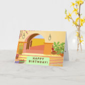 Originele Caraïbische Digitale Kunst op de Kaart (Gele Bloem)