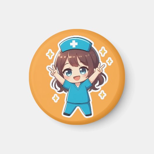 Originele Chibi Nurse 2.0 - Overwinningsgeest Magneet (Voorkant)