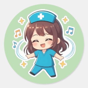 Originele Chibi Nurse 2.0 - Polsslag van Vreugde Ronde Sticker