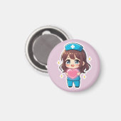 Originele Chibi Nurse 2.0 - Zorg uit het Hart Magneet (Voorkant / Achterkant)