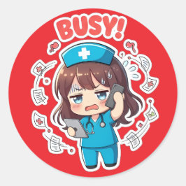 Originele Chibi Nurse 3.0 - Druk Ronde Sticker
