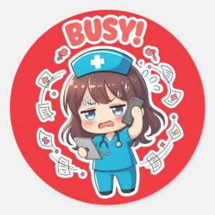 Originele Chibi Nurse 3.0 - Druk Ronde Sticker