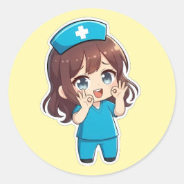 Originele Chibi Nurse 3.0 - Ok Ronde Sticker