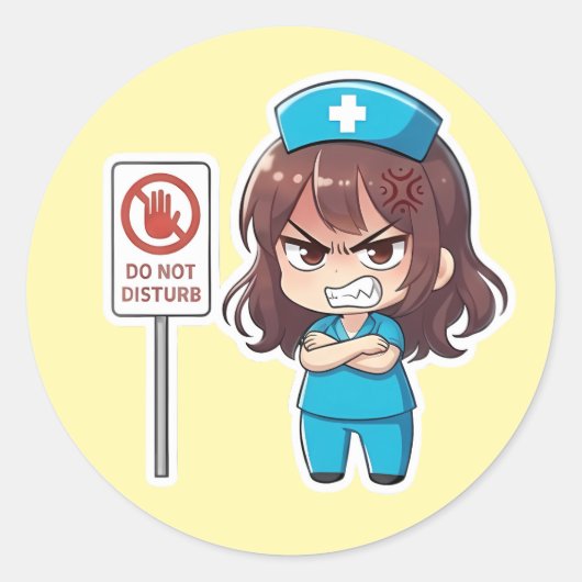Originele Chibi Verpleegster 2.0 - Focusmodus Ronde Sticker (Voorkant)