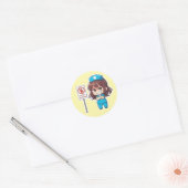 Originele Chibi Verpleegster 2.0 - Focusmodus Ronde Sticker (Envelop)
