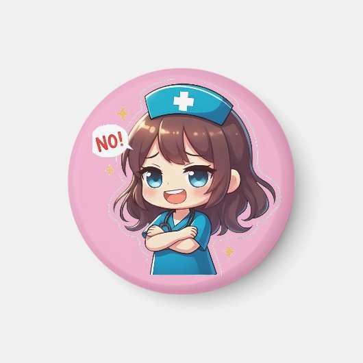 Originele Chibi Verpleegster - Branie Verpleegster Magneet (Voorkant)