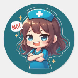 Originele Chibi Verpleegster - Branie Verpleegster Ronde Sticker