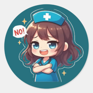 Originele Chibi Verpleegster - Branie Verpleegster Ronde Sticker