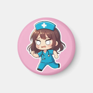 Originele Chibi Verpleegster - De hectische shift Magneet