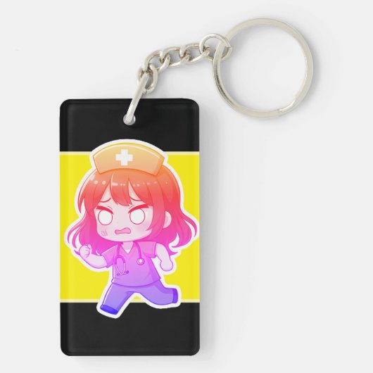 Originele Chibi Verpleegster - De hectische shift Sleutelhanger (achterkant)