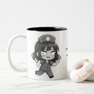 Originele Chibi Verpleegster - De hectische shift Tweekleurige Koffiemok