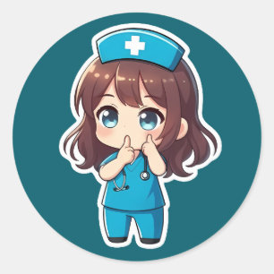 Originele Chibi Verpleegster - De Middernachtelijk Ronde Sticker