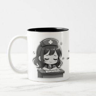 Originele Chibi Verpleegster - Een beetje Uitputti Tweekleurige Koffiemok
