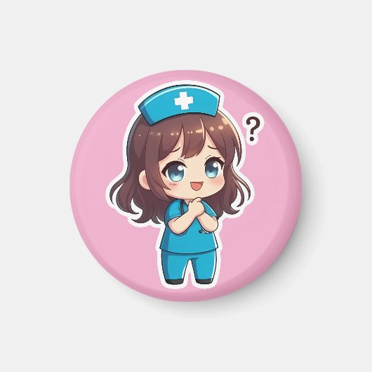 Originele Chibi Verpleegster - Het Moment van Vrag Magneet (Voorkant)