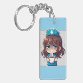 Originele Chibi Verpleegster - Koffie met Vermoeid Sleutelhanger (Voorkant Links)