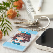 Originele Chibi Verpleegster - Koffie met Vermoeid Sleutelhanger (Voorkant Rechts)