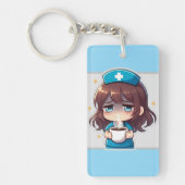Originele Chibi Verpleegster - Koffie met Vermoeid Sleutelhanger (Voorkant)
