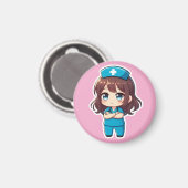 Originele Chibi Verpleegster - Professioneel Kalm Magneet (Voorkant / Achterkant)