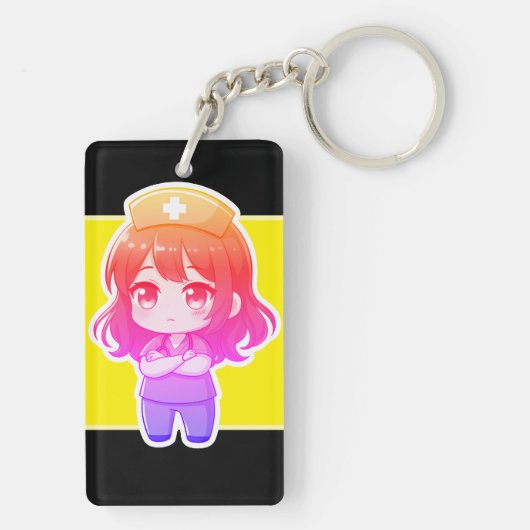 Originele Chibi Verpleegster - Professioneel Kalm Sleutelhanger (achterkant)