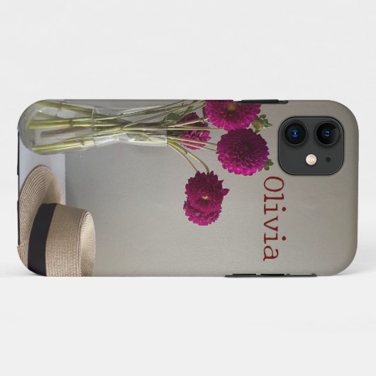  Originele Dahlia-Foto +Custom Naam Case-Mate iPhone Case (Achterkant (horizontaal))