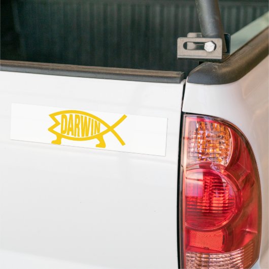 Originele Darwin Fish (Mustard) Bumpersticker (Op Truck)