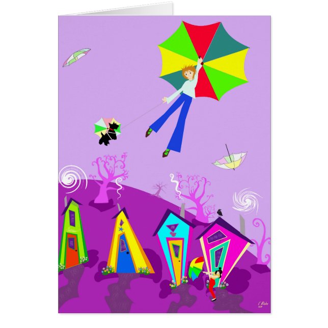 Originele digitale kunstkaart, "in de wind" (Voorkant)