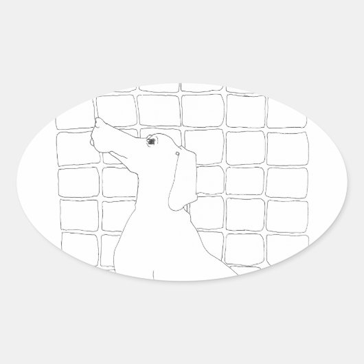 Originele Dog Tekening Chinese Dog Year 2018 Stick Ovale Sticker (Voorkant)