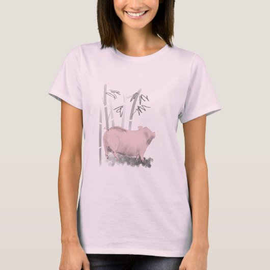 Originele drager en roze T-shirt voor bamboe (Voorkant)