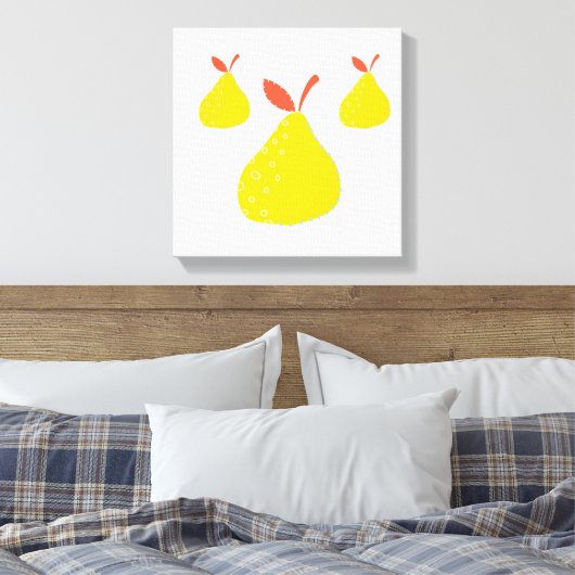 Originele eenvoudige kunst drie peren canvas print (Insitu (Slaapkamer))