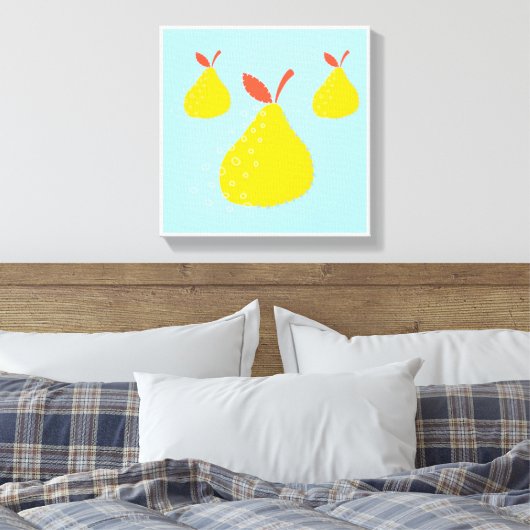 Originele eenvoudige kunst drie peren canvas print (Insitu (Slaapkamer))