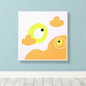 Originele Eenvoudige Kunst Roze Vogel Prints (Insitu (Houten vloer))