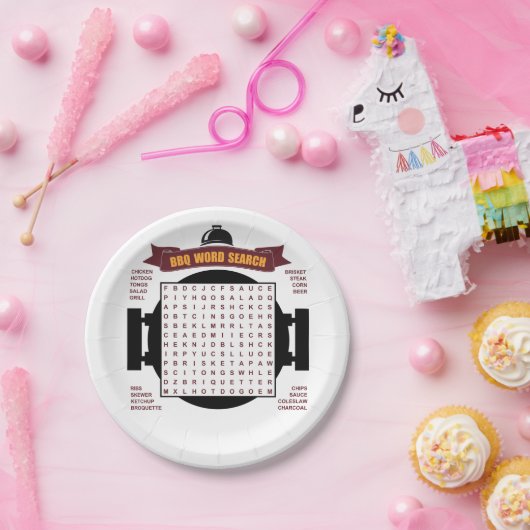 Originele en leuke BBQ-partijwoordzoekpuzzel... Papieren Bordje (Feest)