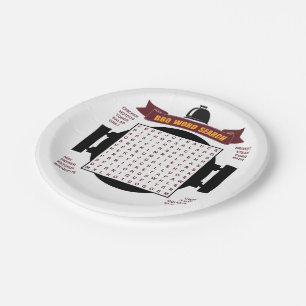 Originele en leuke BBQ-partijwoordzoekpuzzel... Papieren Bordje