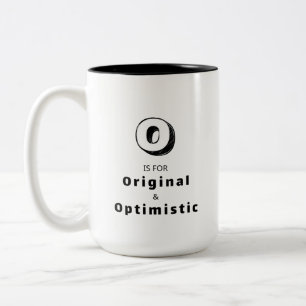 Originele en Optimistische O - Gepersonaliseerde L Tweekleurige Koffiemok