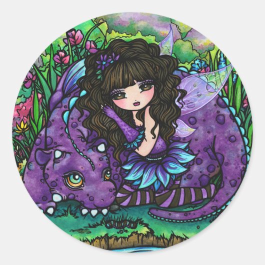 Originele Fairy & Dragon Fantasy Art Stickers (Voorkant)