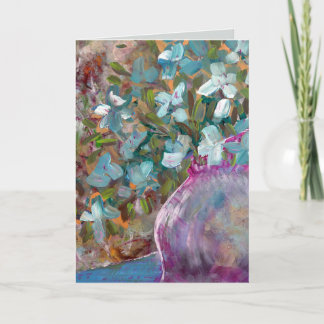 Originele fijne kunst expressieve bloemschildering kaart