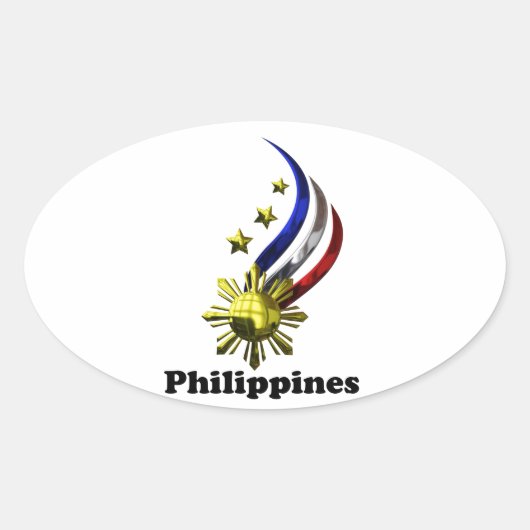 Originele Filipijnse Logo. Mabuhay Pilipinas! Ovale Sticker (Voorkant)