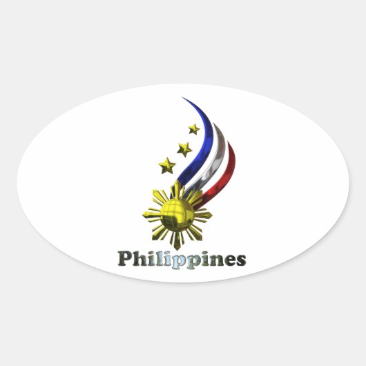 Originele Filipijnse Logo. Mabuhay Pilipinas! Ovale Sticker (Voorkant)