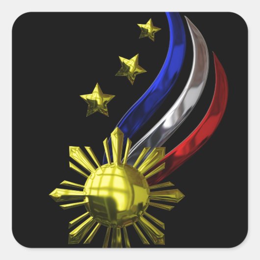 Originele Filipijnse Logo. Mabuhay Pilipinas! Vierkante Sticker (Voorkant)