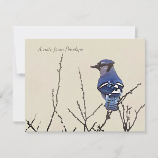 Originele 'Fine Art Blue Jay' voor vogelovers Notitiekaartje (Voorkant)