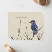 Originele 'Fine Art Blue Jay' voor vogelovers Notitiekaartje (Voorkant / Achterkant in situ)