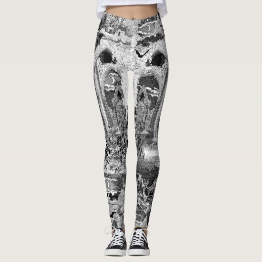 Originele Gotische Vampieren Crypt Graves Vleermui Leggings (Voorkant)