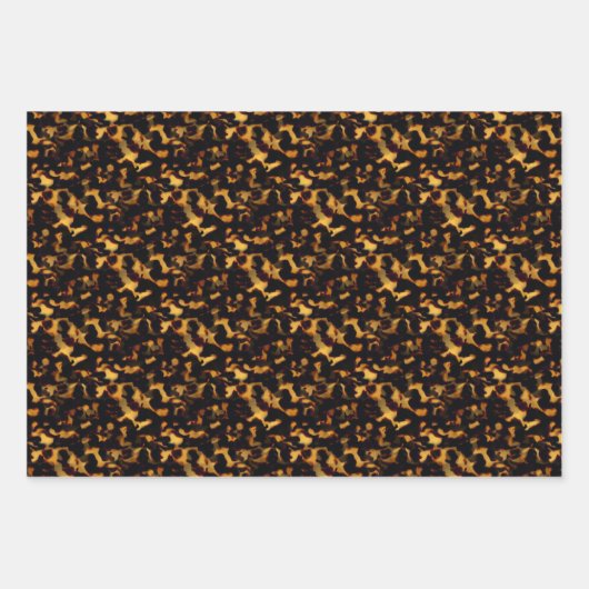 Originele Goud en Bruin Tortoiseshell Naadloze Rep Inpakpapier Vel (Voorkant)