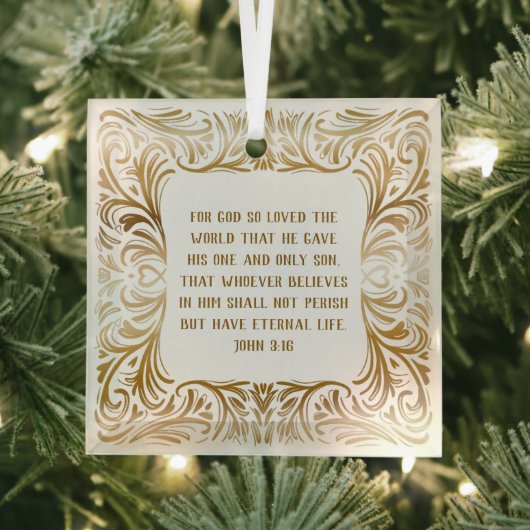 Originele Gouden Bijbel vers Johannes 3:16 Kerstmi Glas Ornament (Insitu)