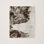 Originele grappige akita sneeuwpop sneeuwhond legpuzzel (Verticaal)