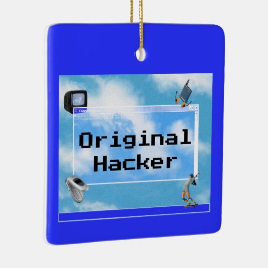 Originele Hacker Aangepaste tekst Windows 95 Thema Keramisch Ornament (Rechts)